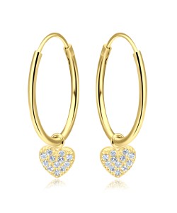 Heart with CZ Stone Silver Hoop Earring HO-1643-GP